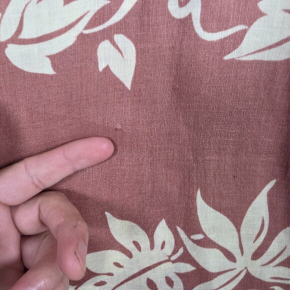VTG Tommy Bahama Shirt Mens Medium Salmon Linen Floral Hawaiian Beach Old Money - Picture 11 of 12